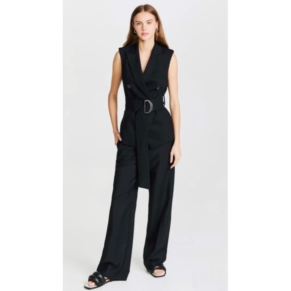 Vince Black Wool-blend Sleeveless Blazer - Picture 3 of 9